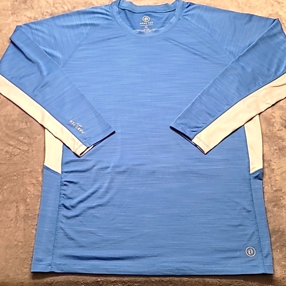 0371. EUC~ HANG 10 ~ UV Protection ~ X-LARGE 💙🩵 Cycling Jersey🌞Sun Protection